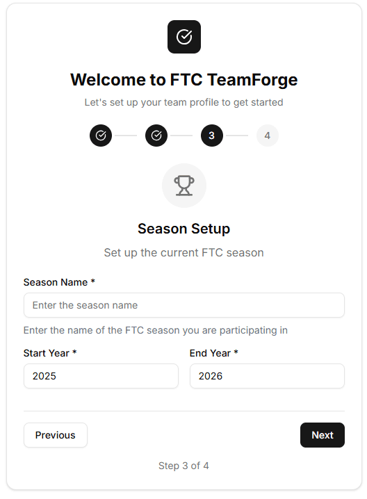 Season information input