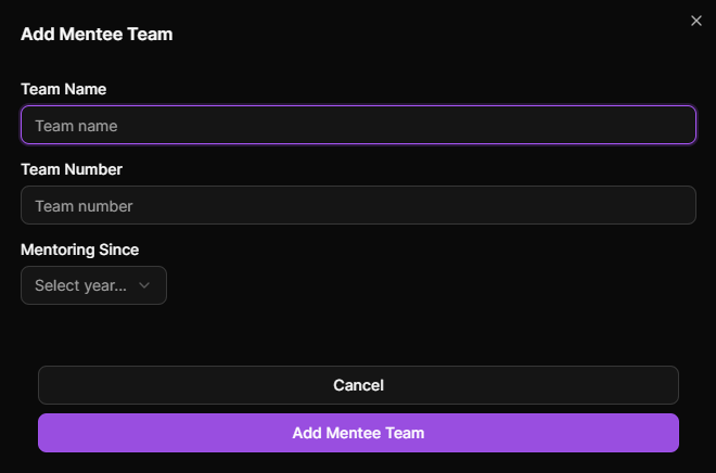 Add Mentee Team