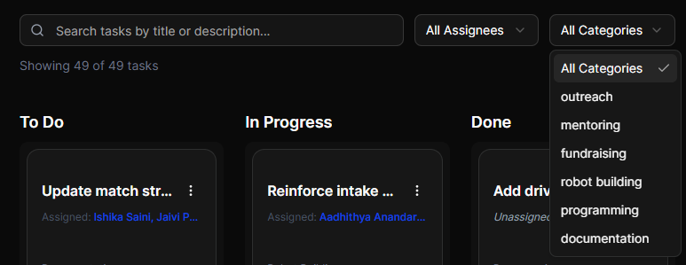 Task Search and Filters